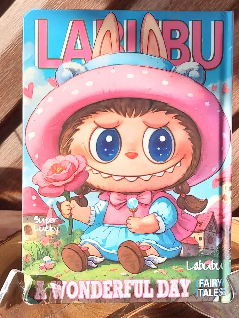 Labubu Pink Illustrated Hardcover Notebook - A Wonderful Day